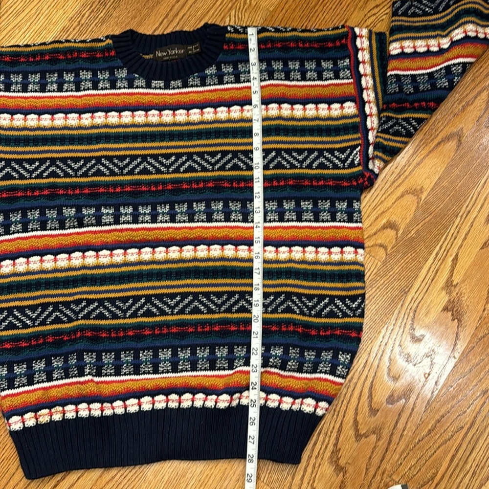 Vintage 80's Oversized 100% New Yorker 3D Multicolor cotton grandpa sweater - Picture 6 of 7